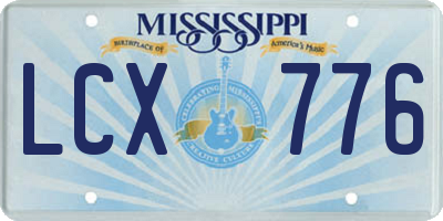 MS license plate LCX776