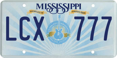MS license plate LCX777