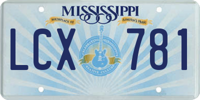 MS license plate LCX781
