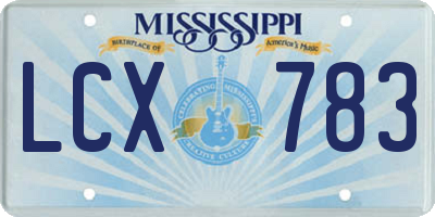 MS license plate LCX783