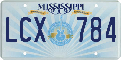 MS license plate LCX784