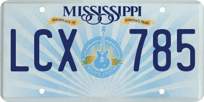 MS license plate LCX785