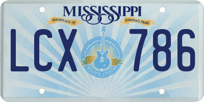 MS license plate LCX786
