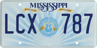 MS license plate LCX787