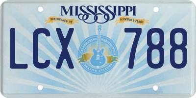 MS license plate LCX788