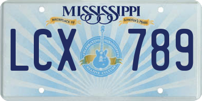 MS license plate LCX789