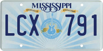 MS license plate LCX791