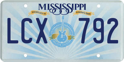 MS license plate LCX792