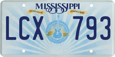 MS license plate LCX793