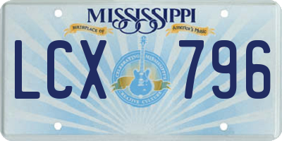 MS license plate LCX796