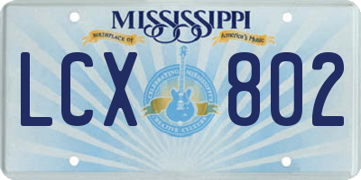 MS license plate LCX802