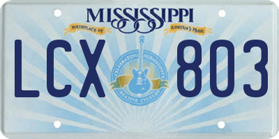 MS license plate LCX803