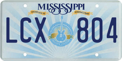 MS license plate LCX804