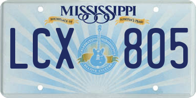 MS license plate LCX805