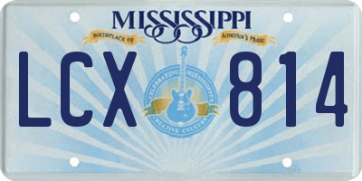MS license plate LCX814