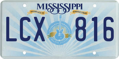 MS license plate LCX816