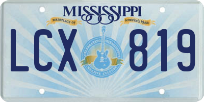 MS license plate LCX819