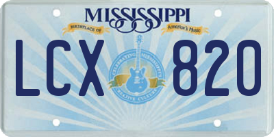 MS license plate LCX820