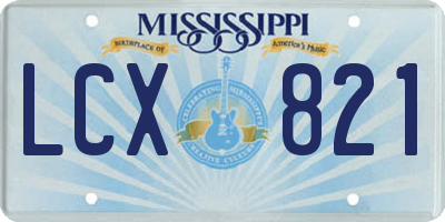 MS license plate LCX821