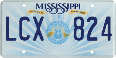 MS license plate LCX824
