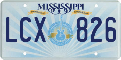 MS license plate LCX826