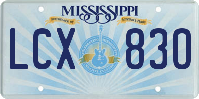 MS license plate LCX830