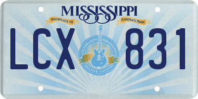 MS license plate LCX831