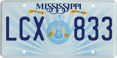 MS license plate LCX833