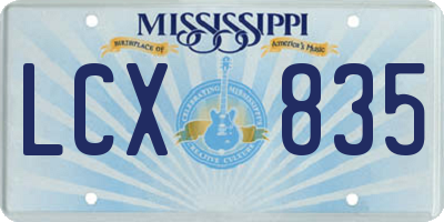 MS license plate LCX835