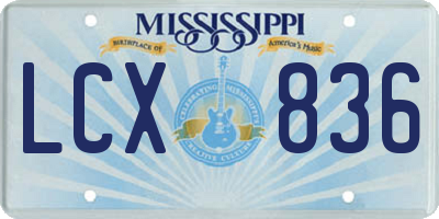 MS license plate LCX836