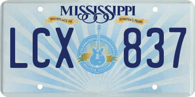 MS license plate LCX837