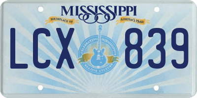 MS license plate LCX839