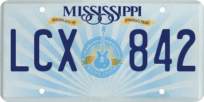 MS license plate LCX842