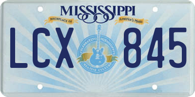 MS license plate LCX845