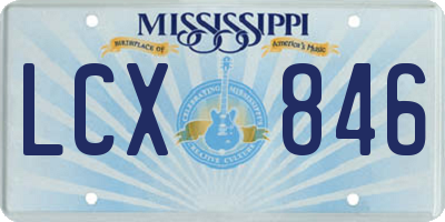 MS license plate LCX846
