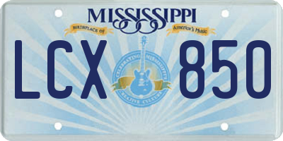 MS license plate LCX850