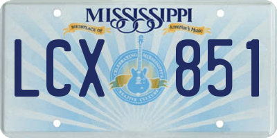MS license plate LCX851