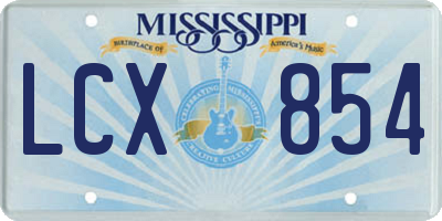 MS license plate LCX854