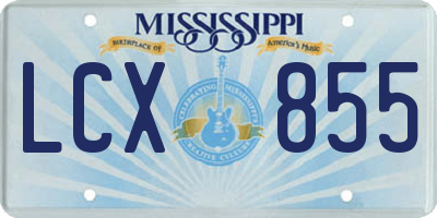 MS license plate LCX855