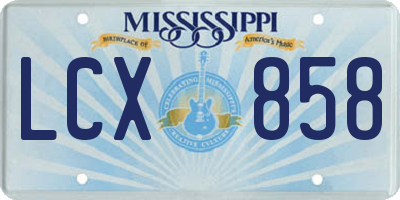 MS license plate LCX858