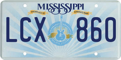 MS license plate LCX860