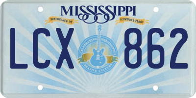 MS license plate LCX862