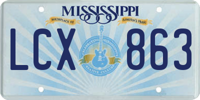 MS license plate LCX863