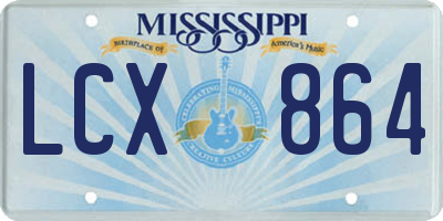 MS license plate LCX864