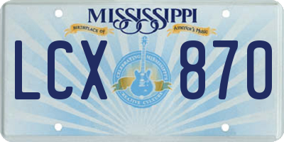 MS license plate LCX870