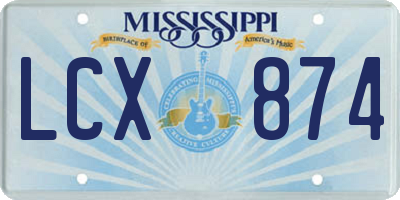 MS license plate LCX874
