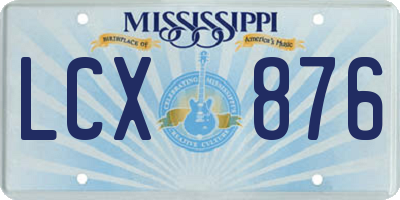 MS license plate LCX876