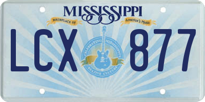 MS license plate LCX877