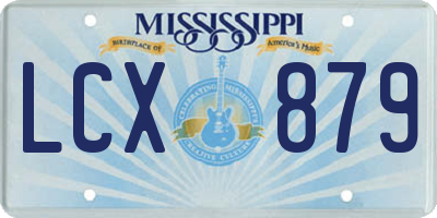 MS license plate LCX879