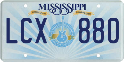MS license plate LCX880